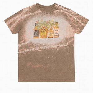 Next Level Bleached Bourbon Graphic Tee Floral Bottles Brown T-Shirt XL